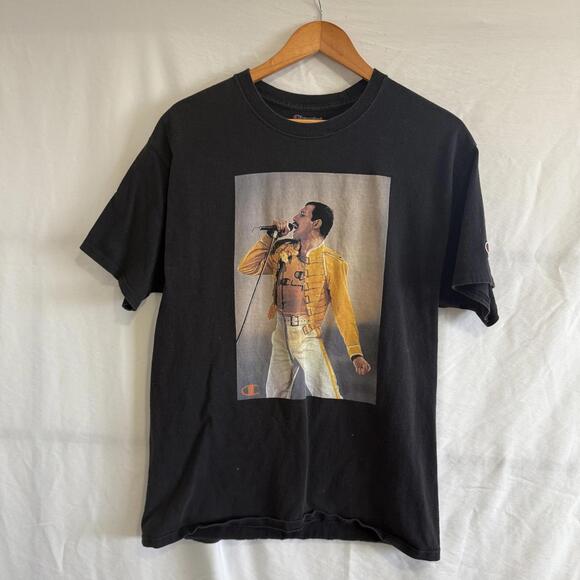 Champion x Queen Official Merch Freddie Mercury Graphic T‑Shirt Black Size L - Picture 1 of 3
